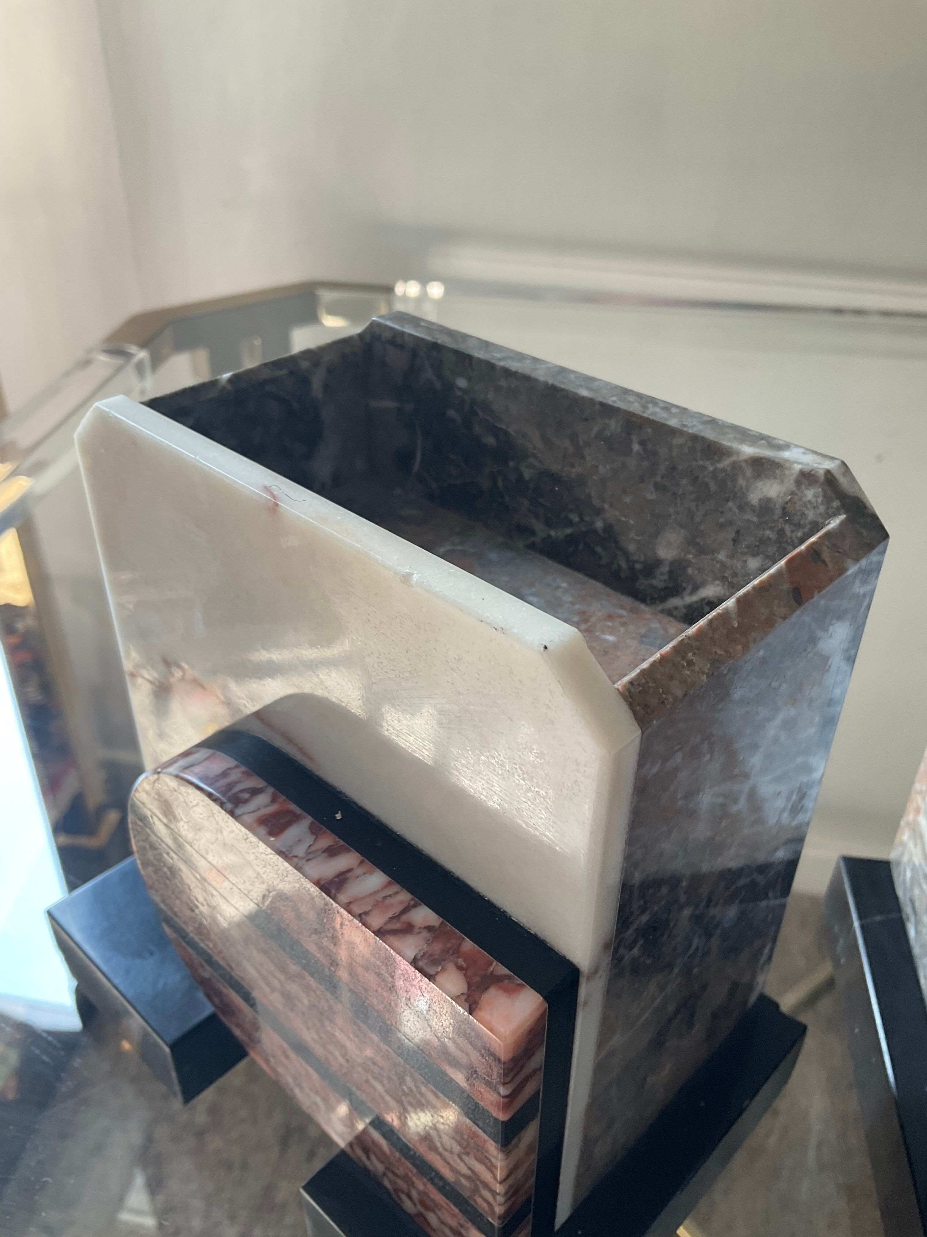 Pair of Art Deco marble bookends