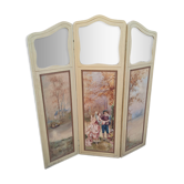 Folding screen or folding screen made of painted wood and painted canvas