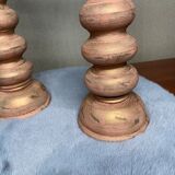Set of 2 turned wooden candle holders