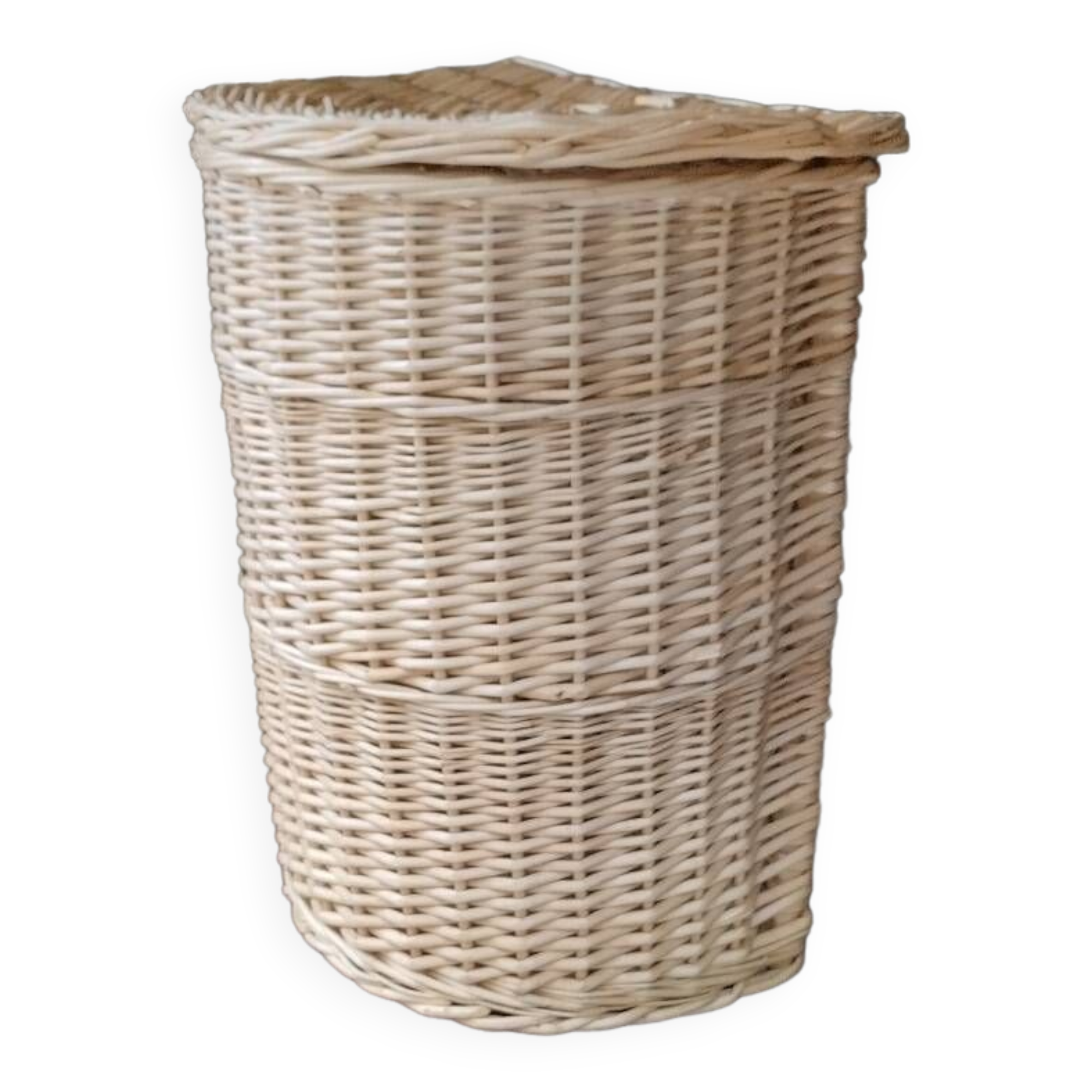 White rattan laundry basket