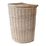 White rattan laundry basket