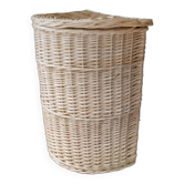 White rattan laundry basket