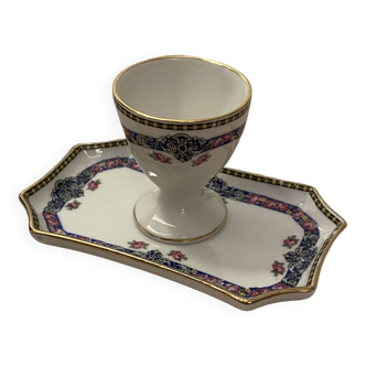 Coquetier and its Limoges Art Deco earthenware tray