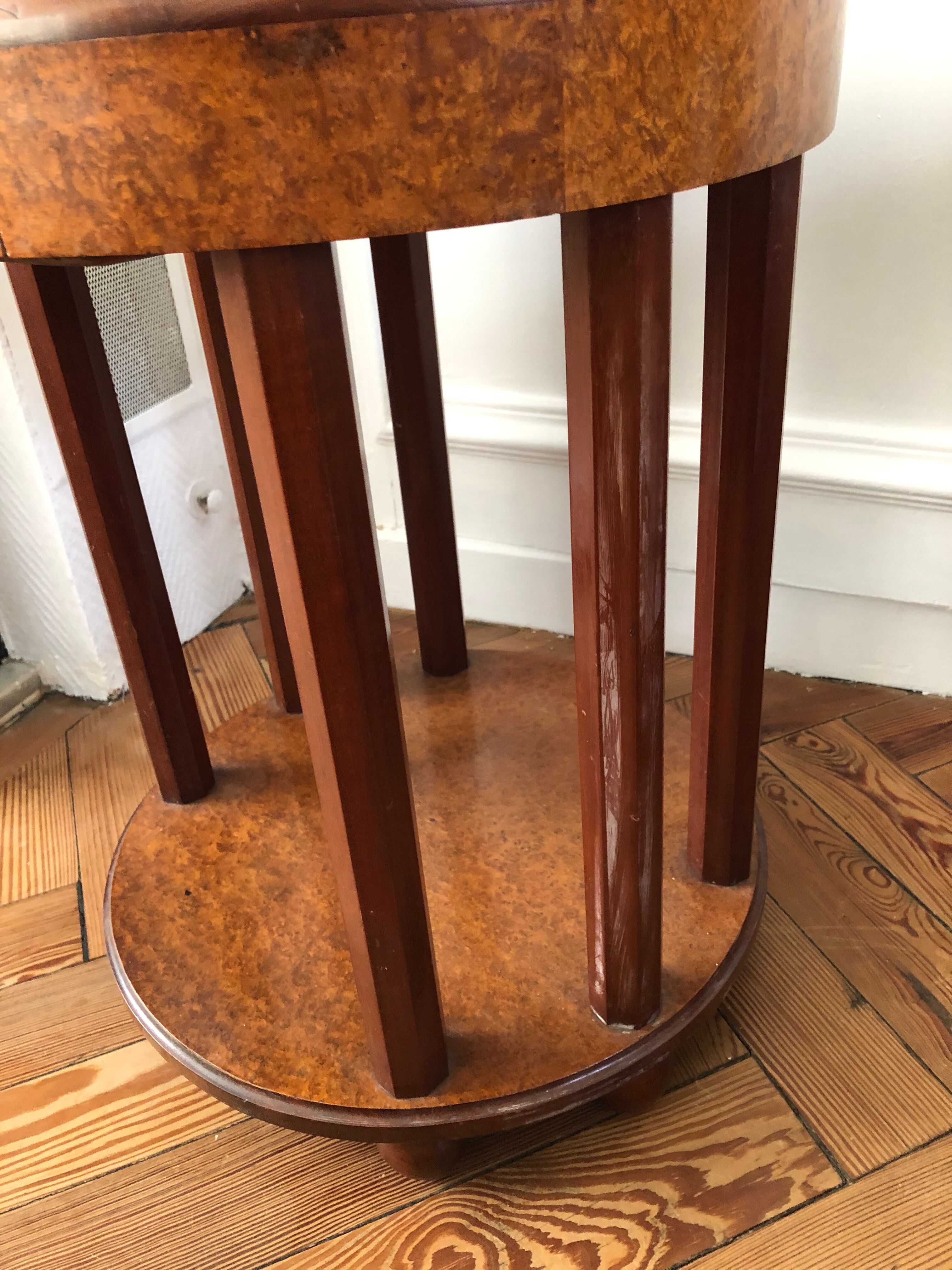 Pair of Art Deco bedside tables made of cedar magnifying glass