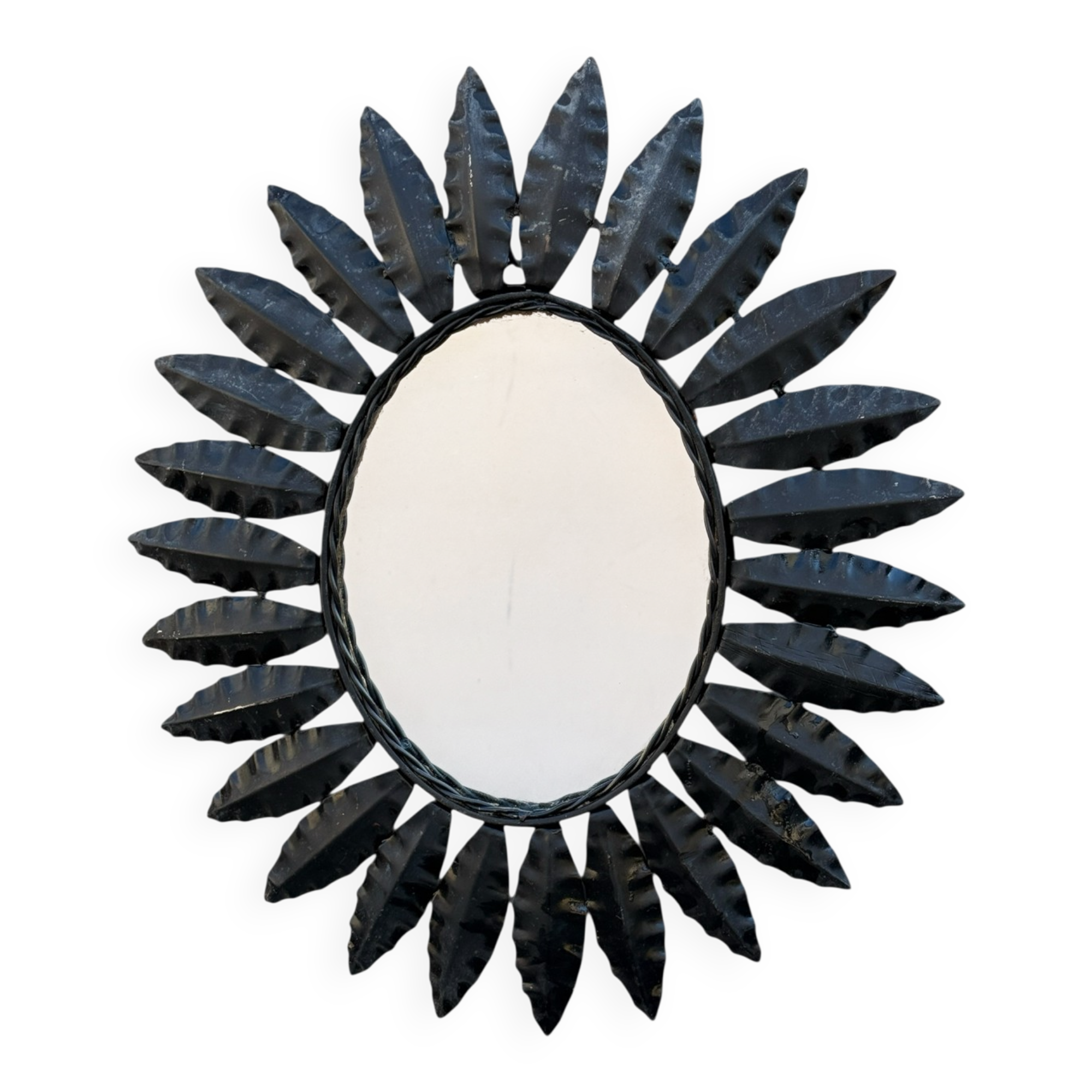 1960s wrought iron sun mirror from France