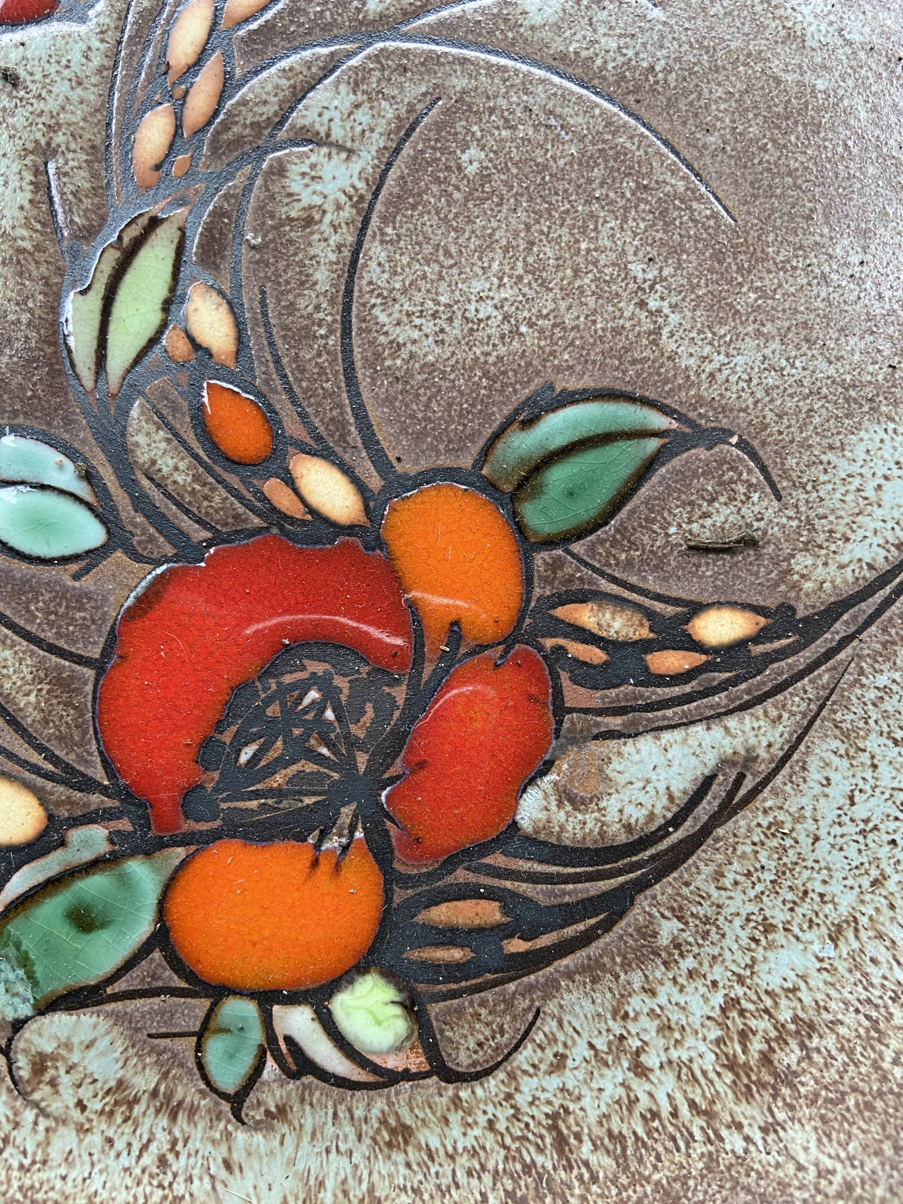 Vallauris ceramic flower decoration plate