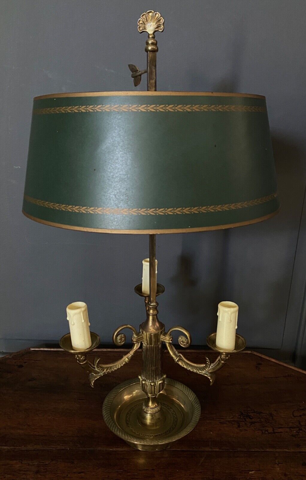 Lamp bouillotte bronze lampshade in sheet style empire mid-twentieth