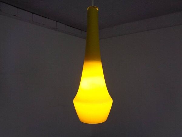Yellow Teardrop Glass Ceiling Lamp from Holmegaard, Denmark, 1960s