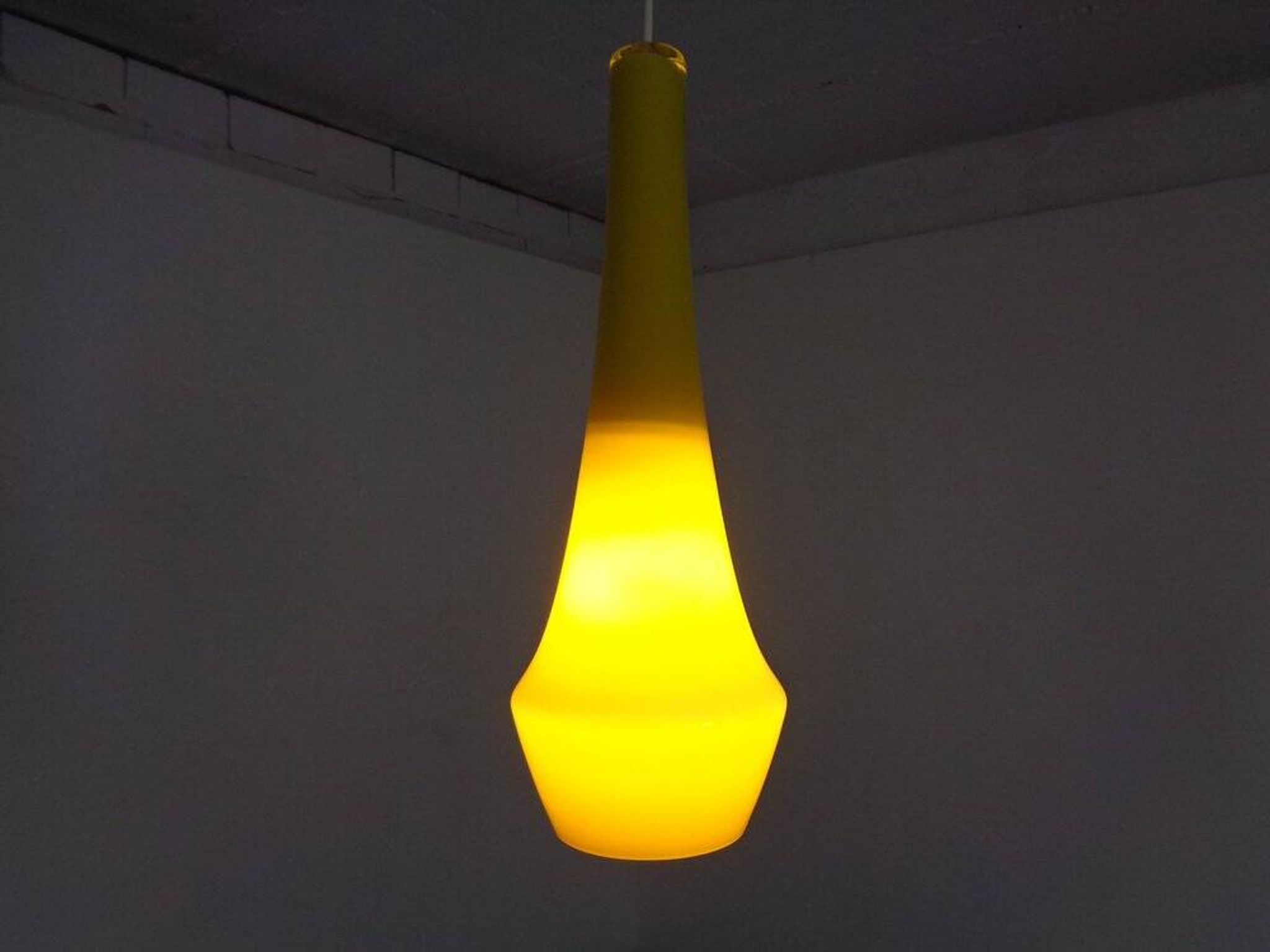 Yellow Teardrop Glass Ceiling Lamp from Holmegaard, Denmark, 1960s