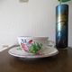 Kg luneville "street lamp" breakfast cup coffee tea earthenware flowers hand-painted - 1