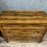 Louis XVI period chest of drawers in walnut and gilded brass nets circa 1780