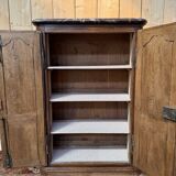 Baseboard cabinet – Louis XIV style – Solid oak and original marble