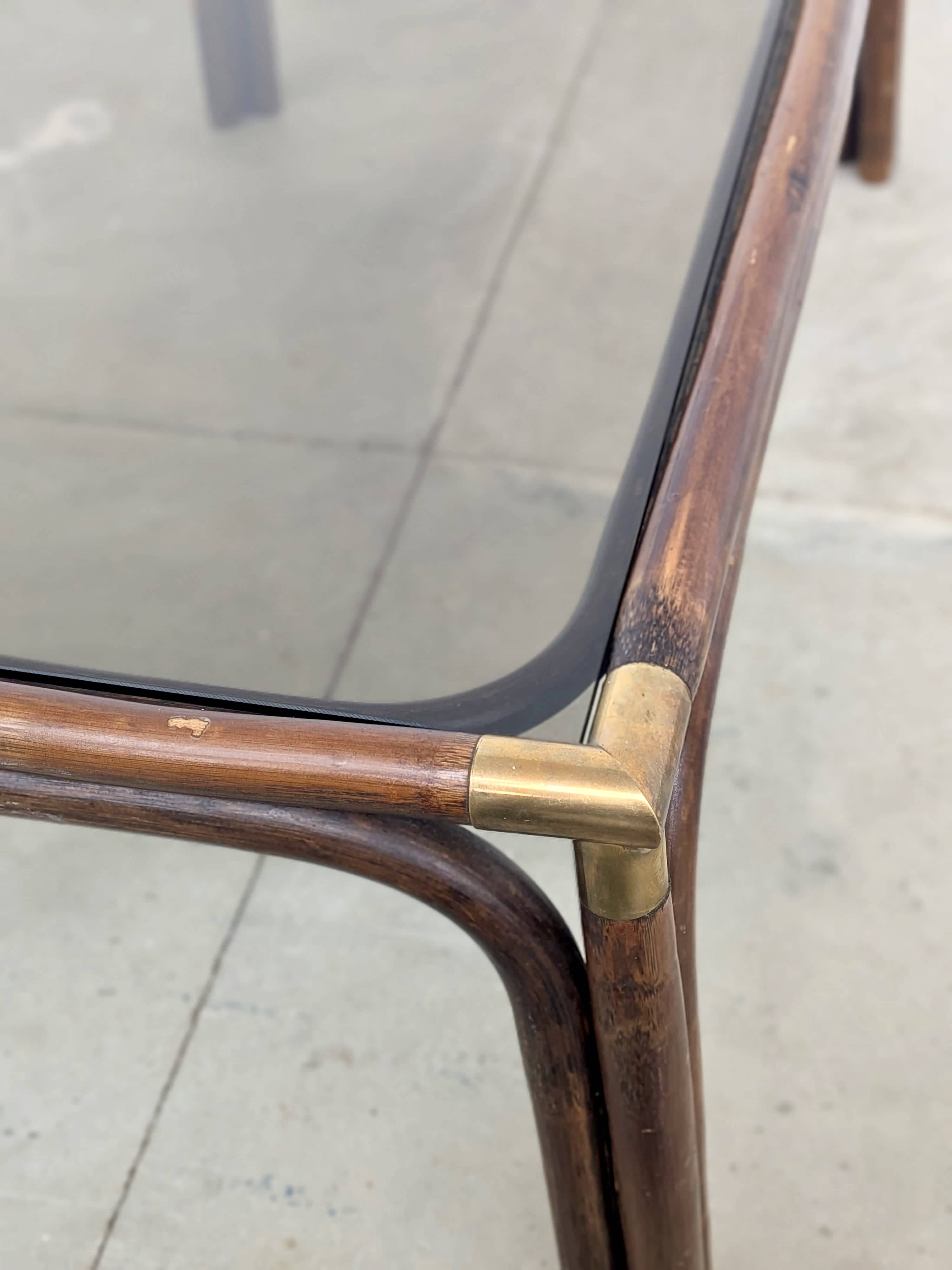 Bamboo and glass coffee table