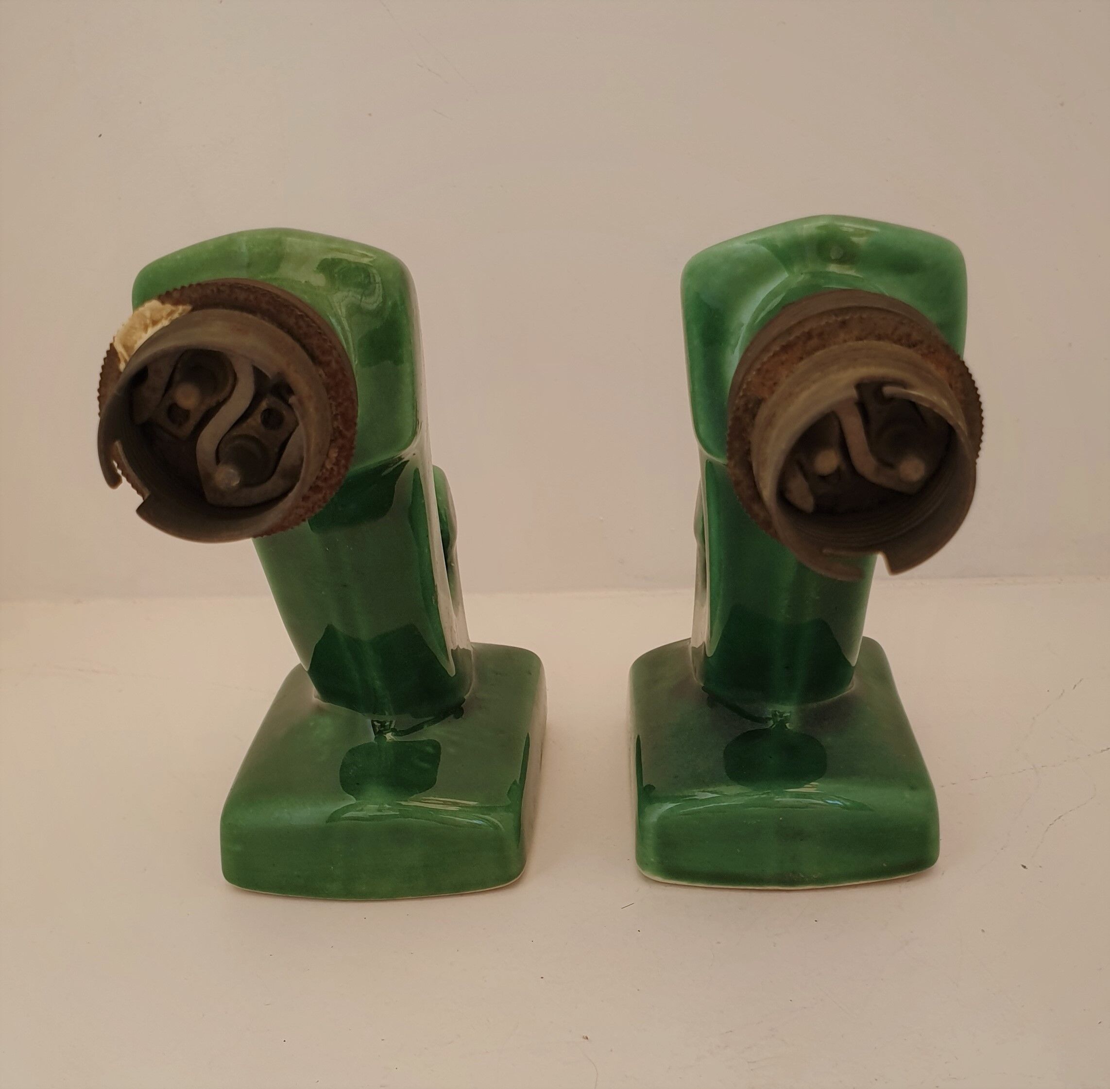 Pair of art deco sconces in emerald green ceramic