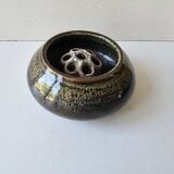 Vase en céramique pique-fleurs  signé gérald pott (diamètre 13cm)