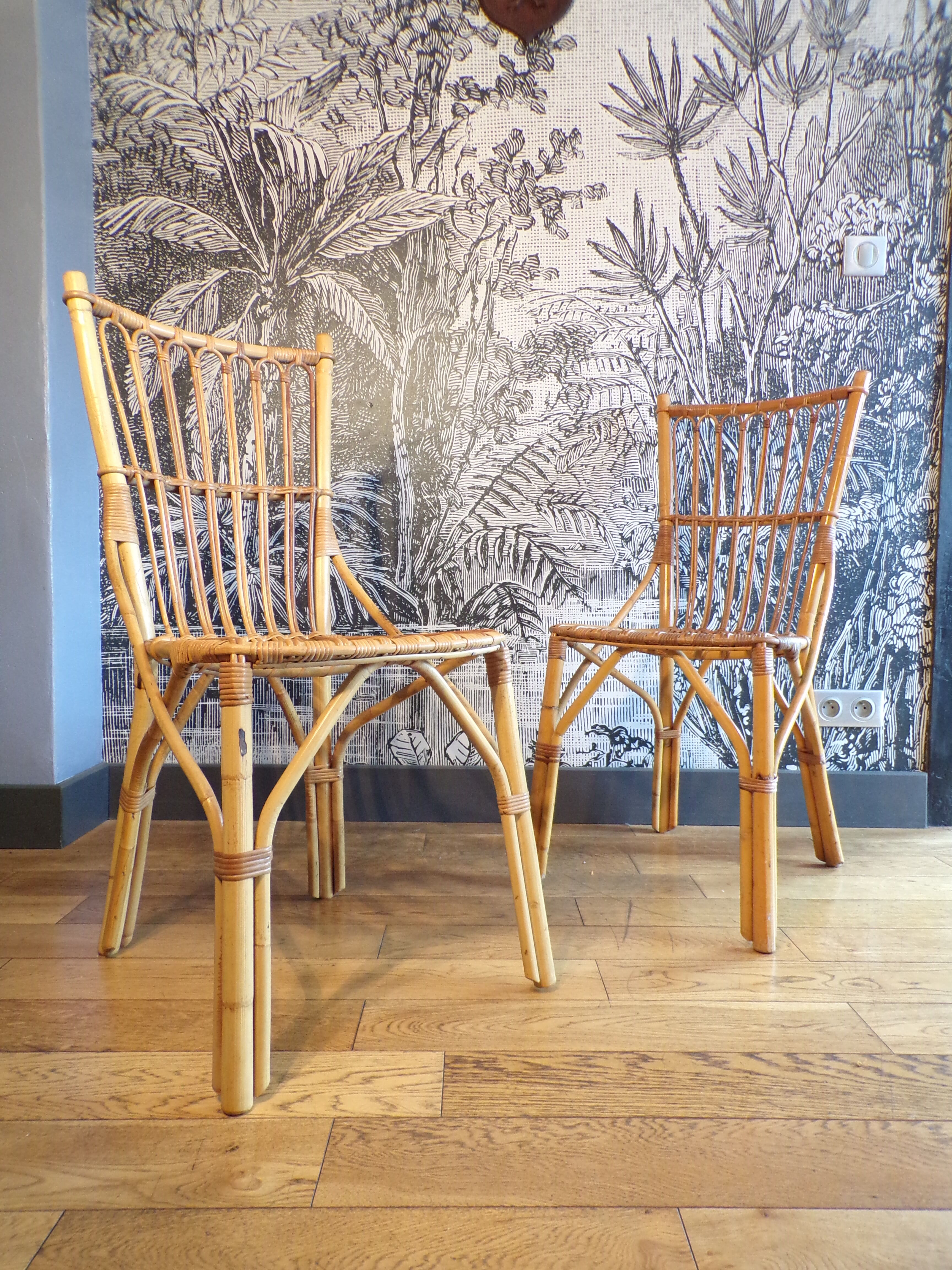 Pair of vintage wicker chairs
