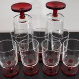 9 transparent Cavalier Luminarc glasses with red legs 70