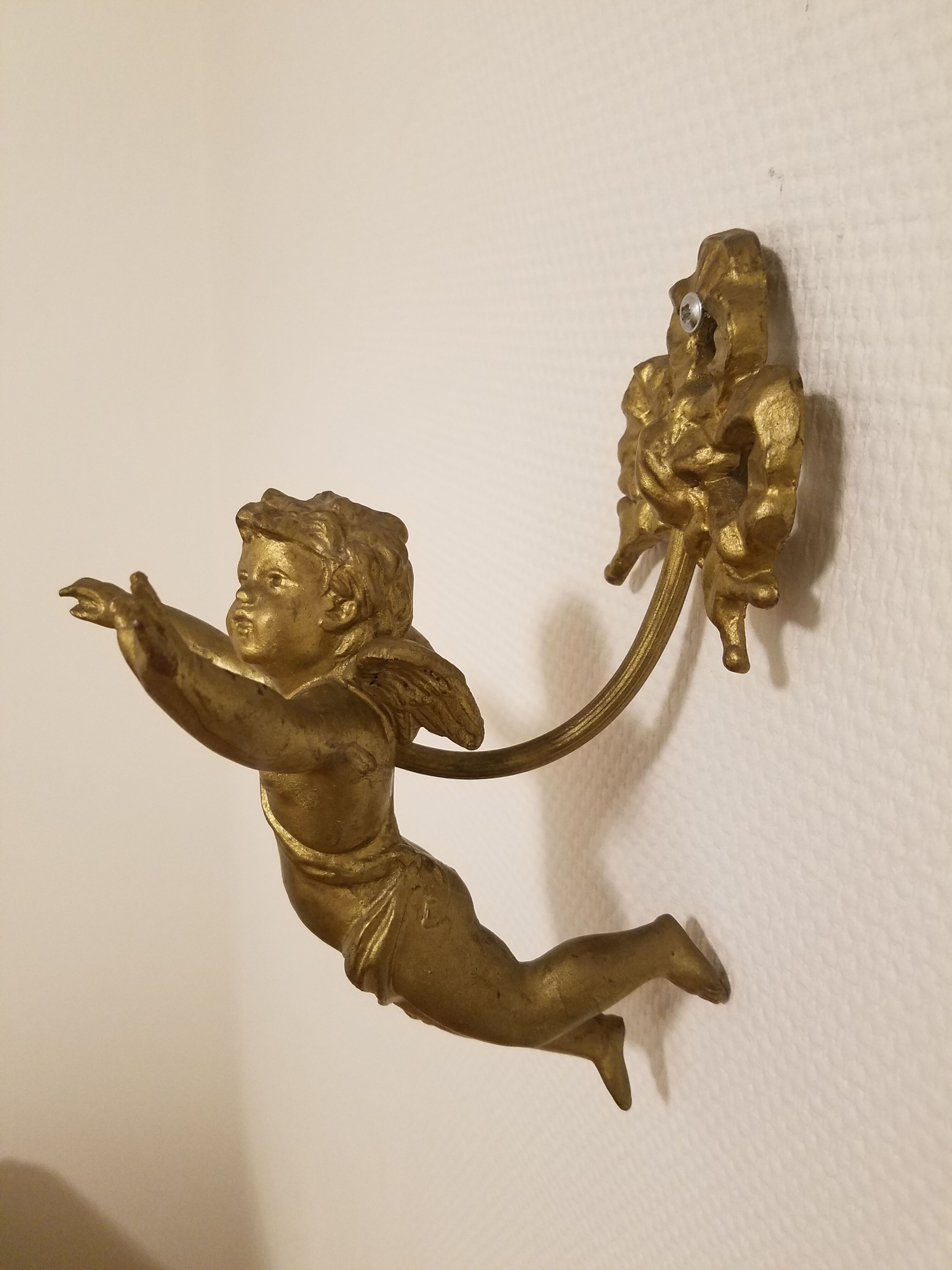 Hook in gilded bronze cherub or angelo