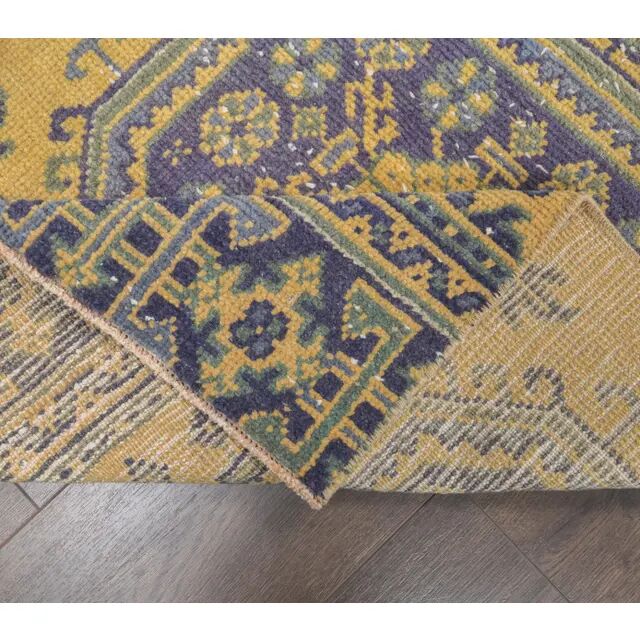 1980s Vintage Turkish Hand-Knotted Floral Runner 77x327