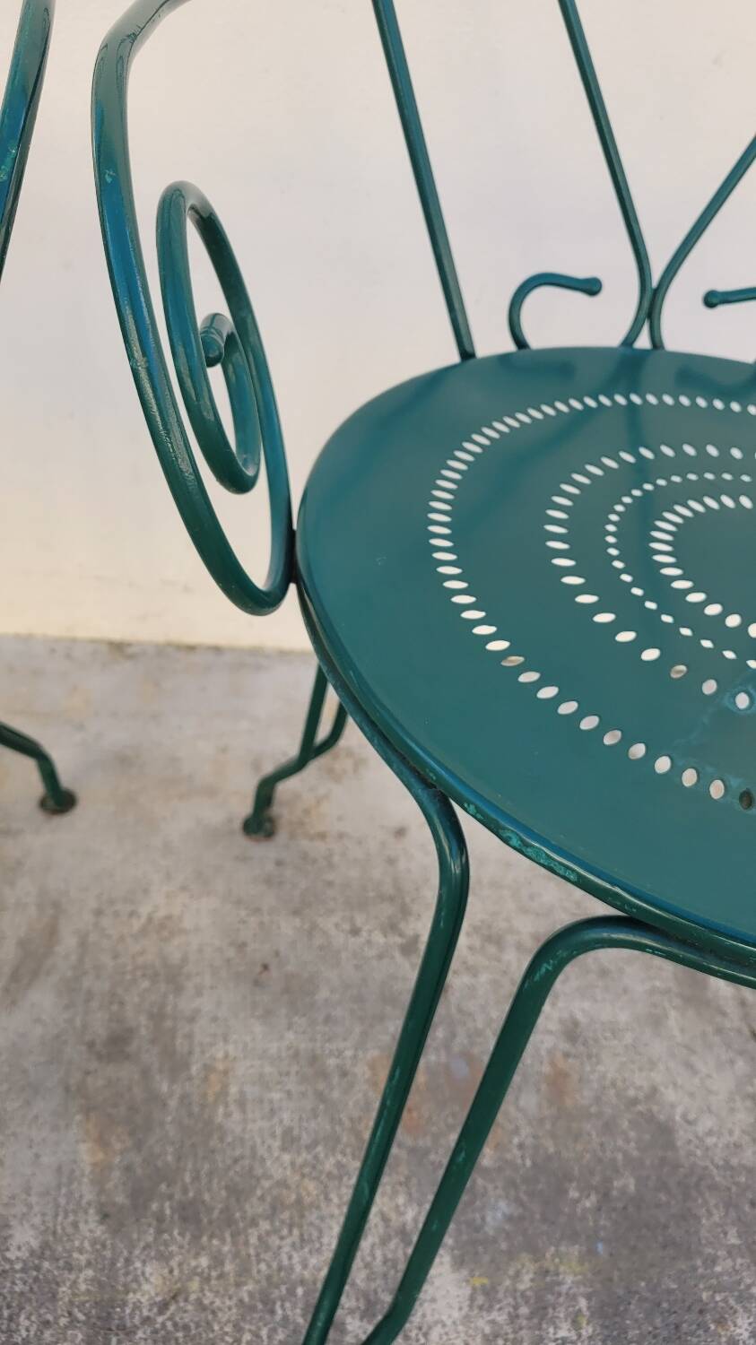 Série de 4 fauteuils de Jardin Fermob en fer ancien