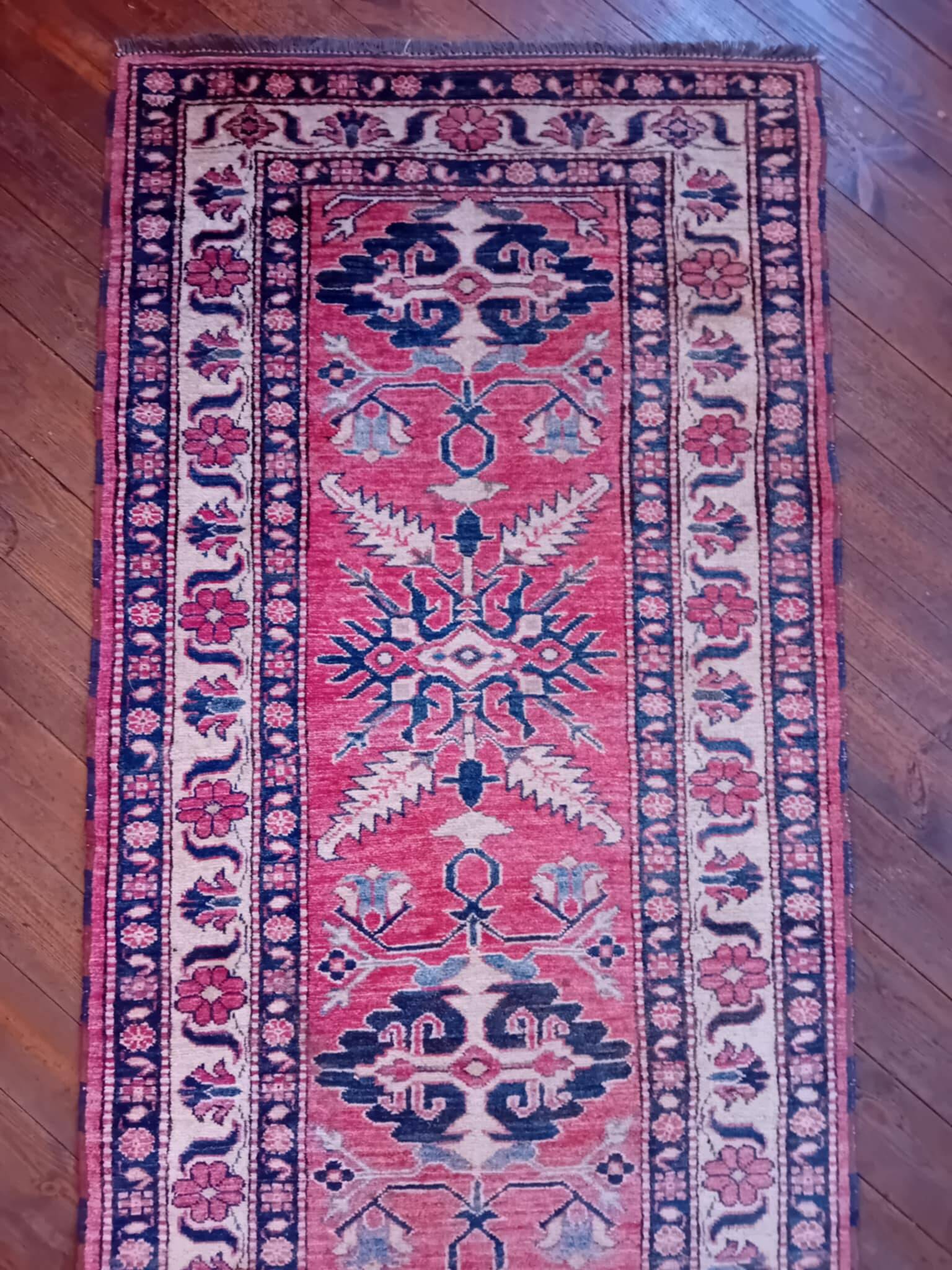 Handmade Pakistani Kazak Runner Rug 335x88cm