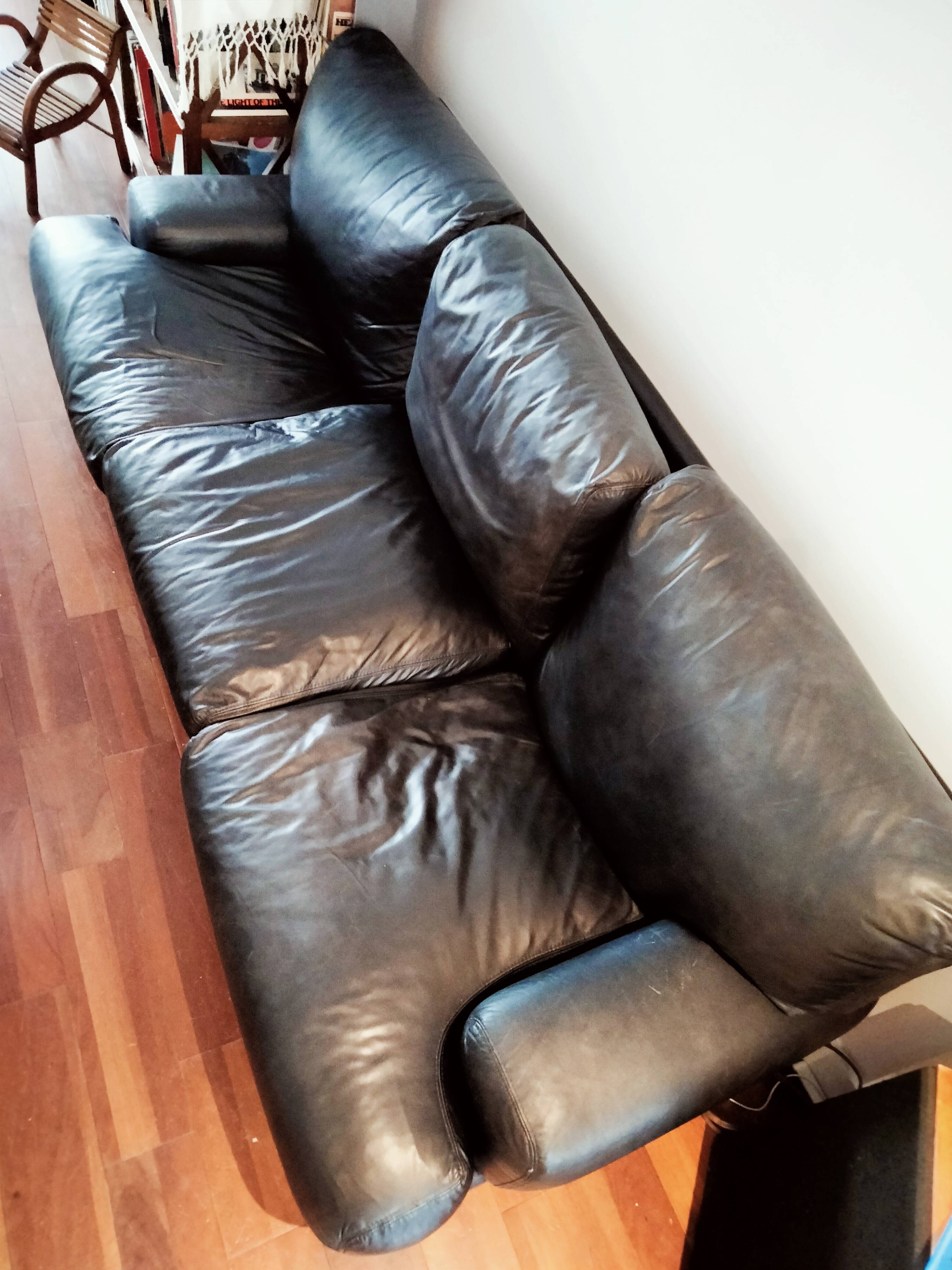 Leather 3-seater sofa
