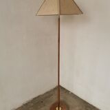 Scandinavian floor lamp 1960, wood and brass