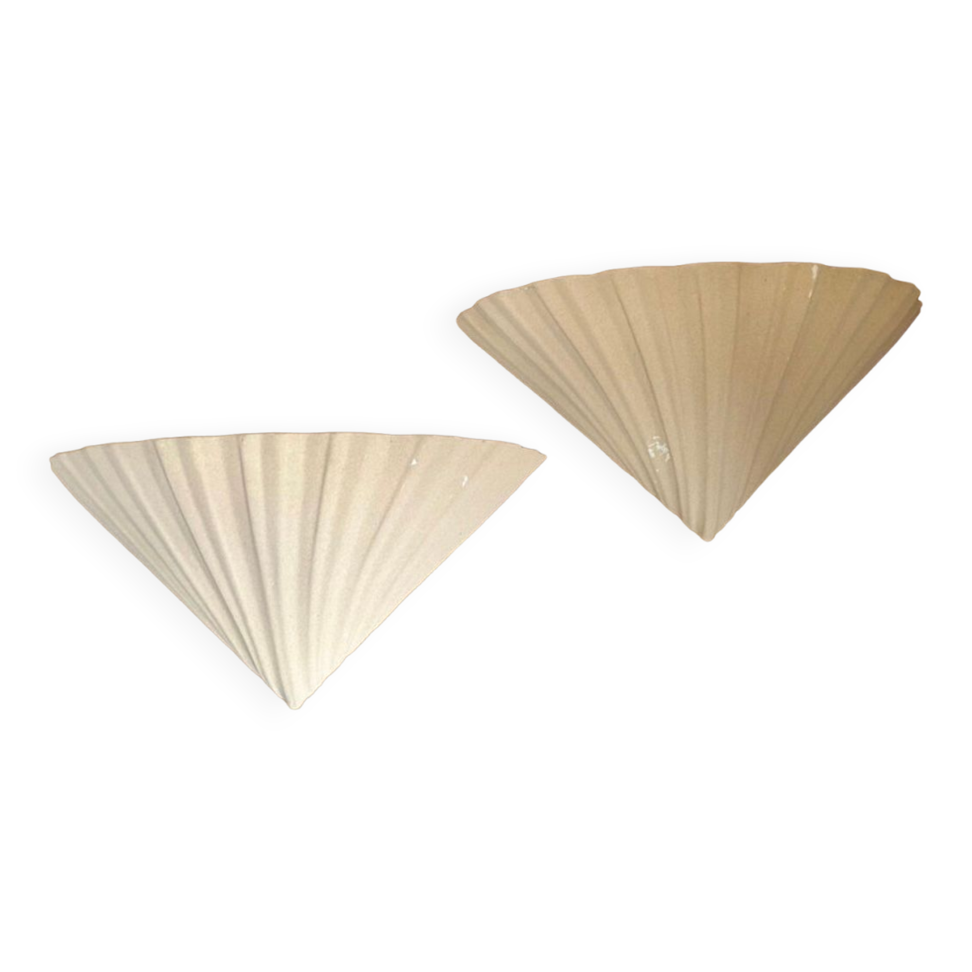 Pair of vintage beige shell wall lamp, France 1970