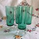 Set de 4 flûtes en verre vert années 70 Luminarc Arcoroc