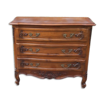 19th Century Walnut and Brass Commode, 3 Drawers