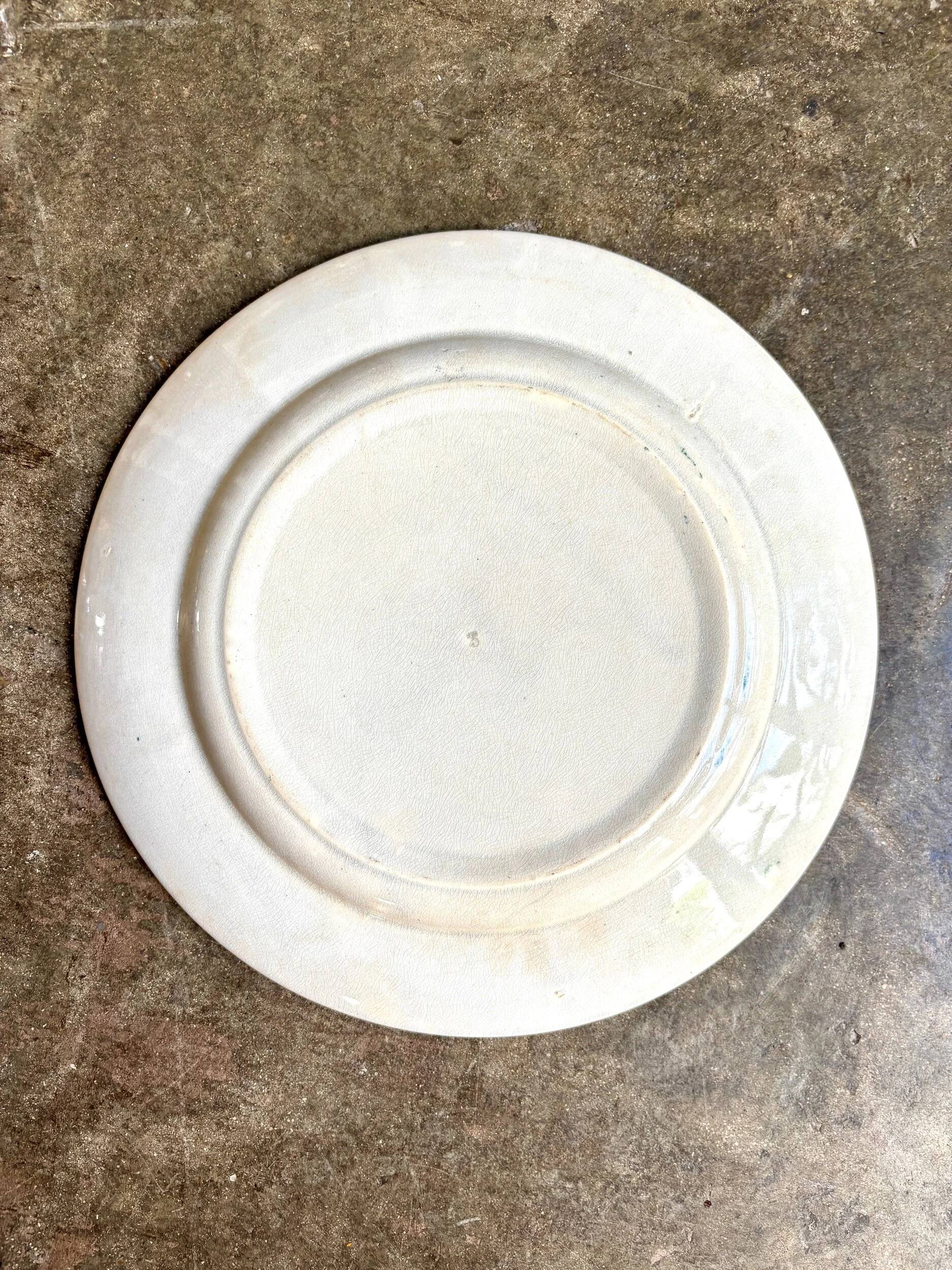 Round blue ironstone dish