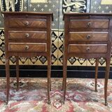 Pair of Louis Transition bedside tables in marquetry