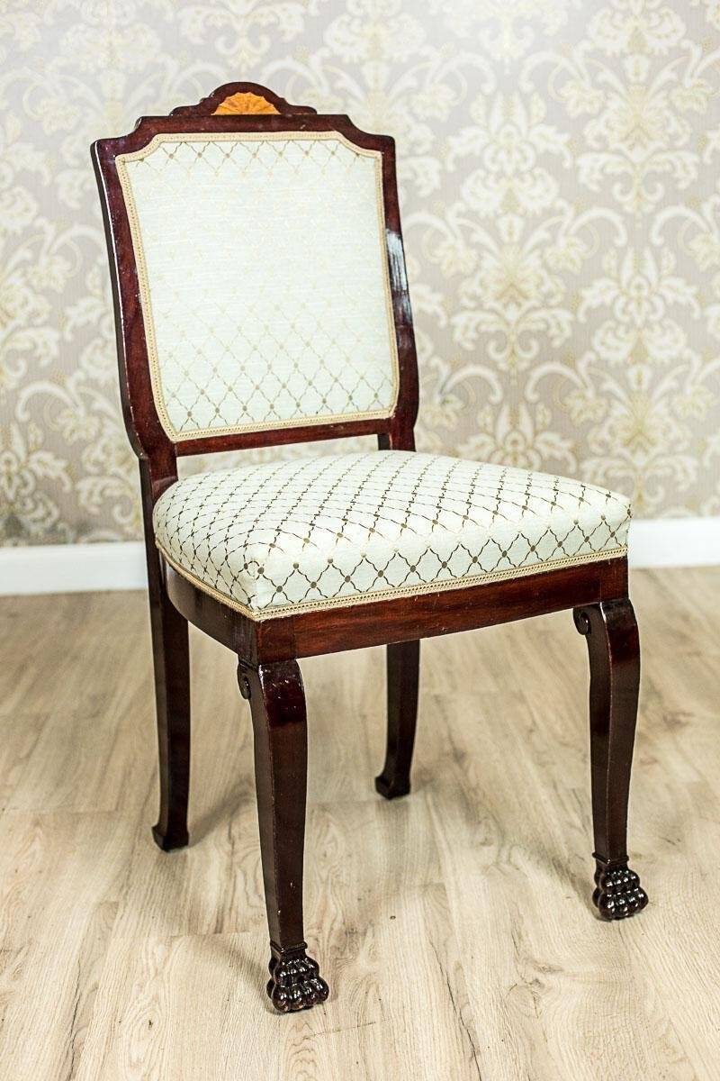 Round Table with Upholstered Chairs, 1950s, Set of 5