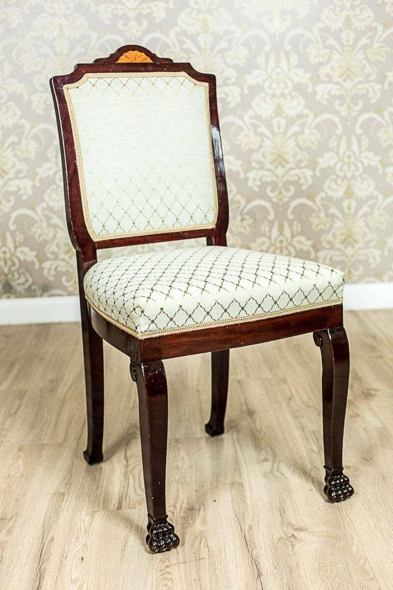 Table ronde avec chaises rembourrées, années 1950, ensemble de 5