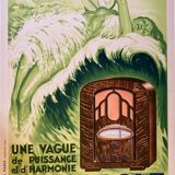 Old poster radio a wave of power and harmony in 1934, radio monopole a + 79 x 124