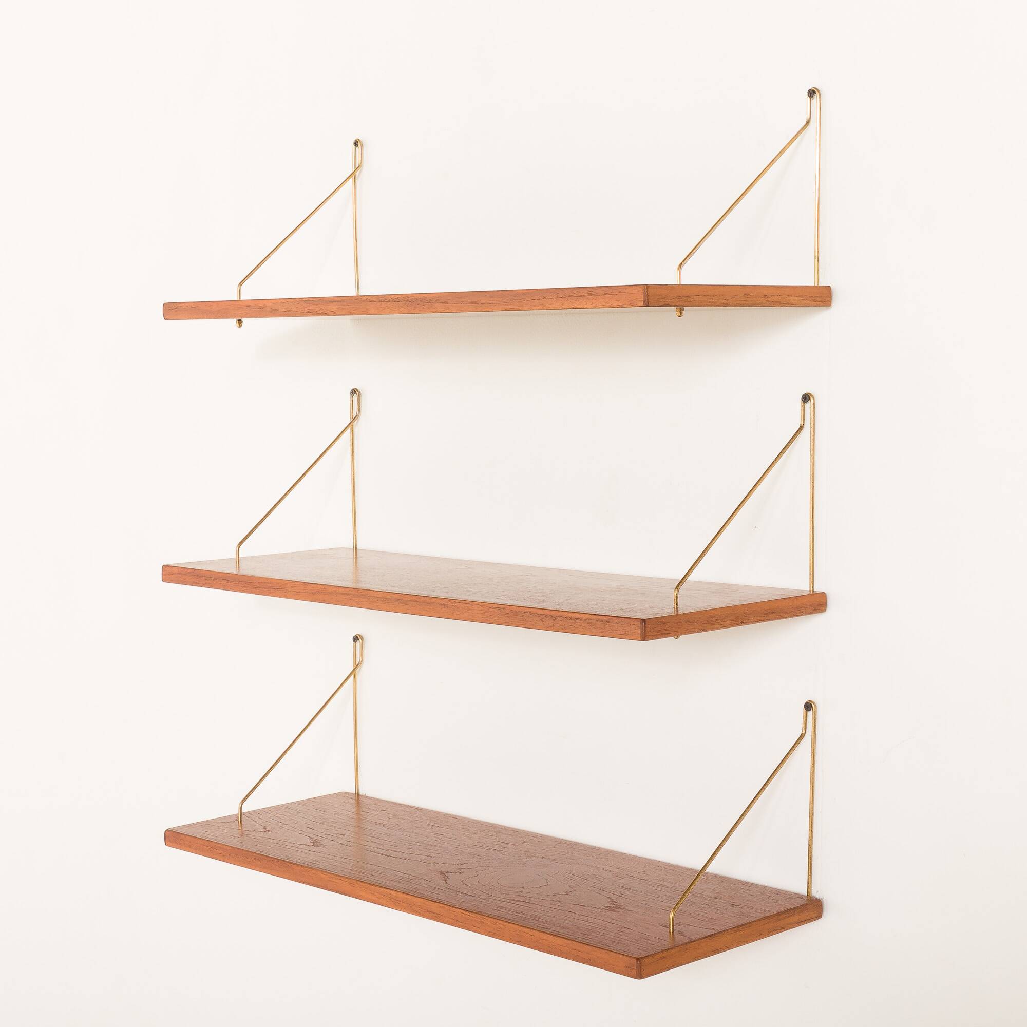 Danish mid century teak  floating shelves, set of 3 1960s