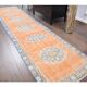 Vintage Turkish Oushak Handmade Wool Cotton Orange Runner 77x325