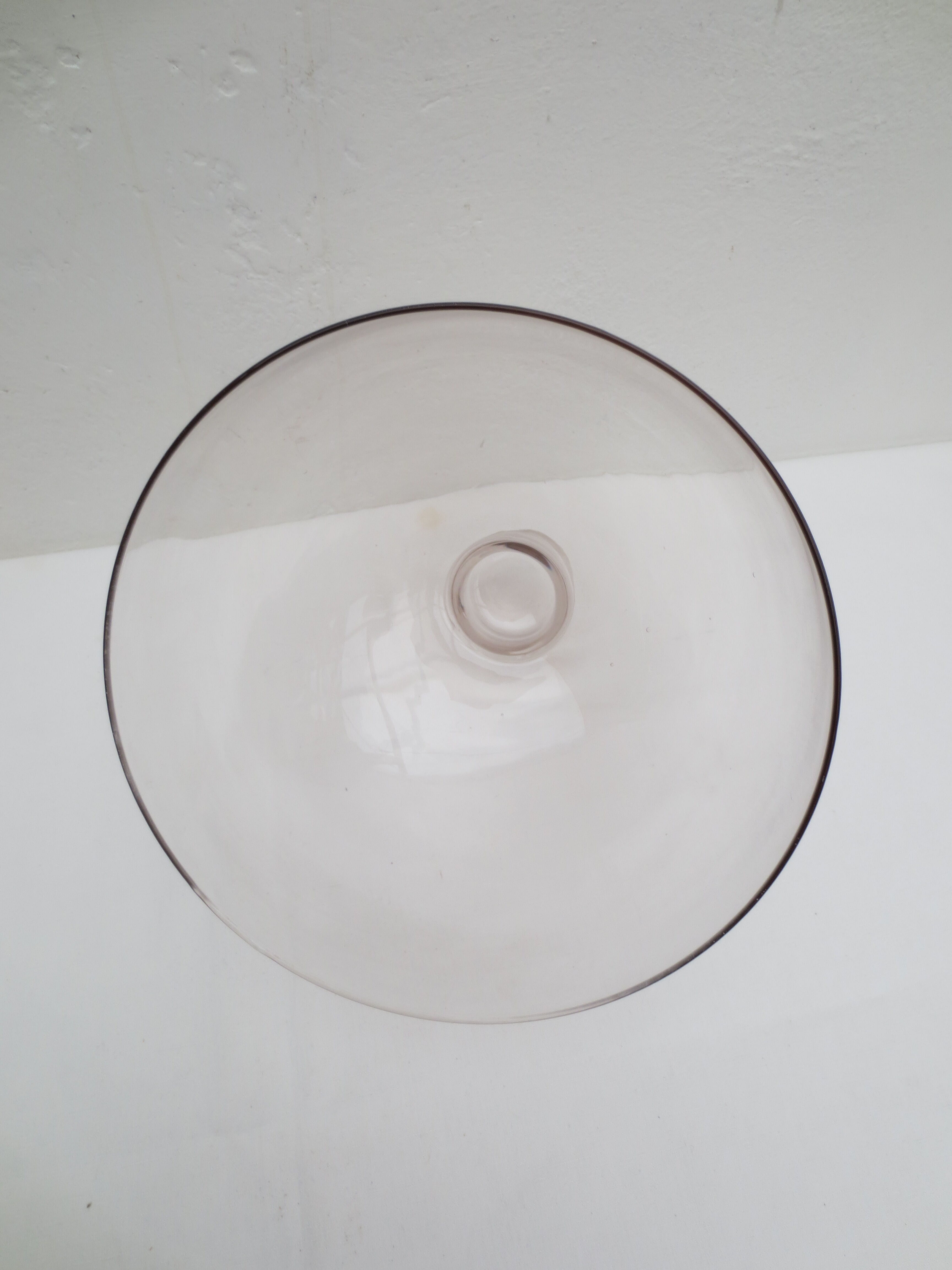 Round bell in thick glass trasparent with button