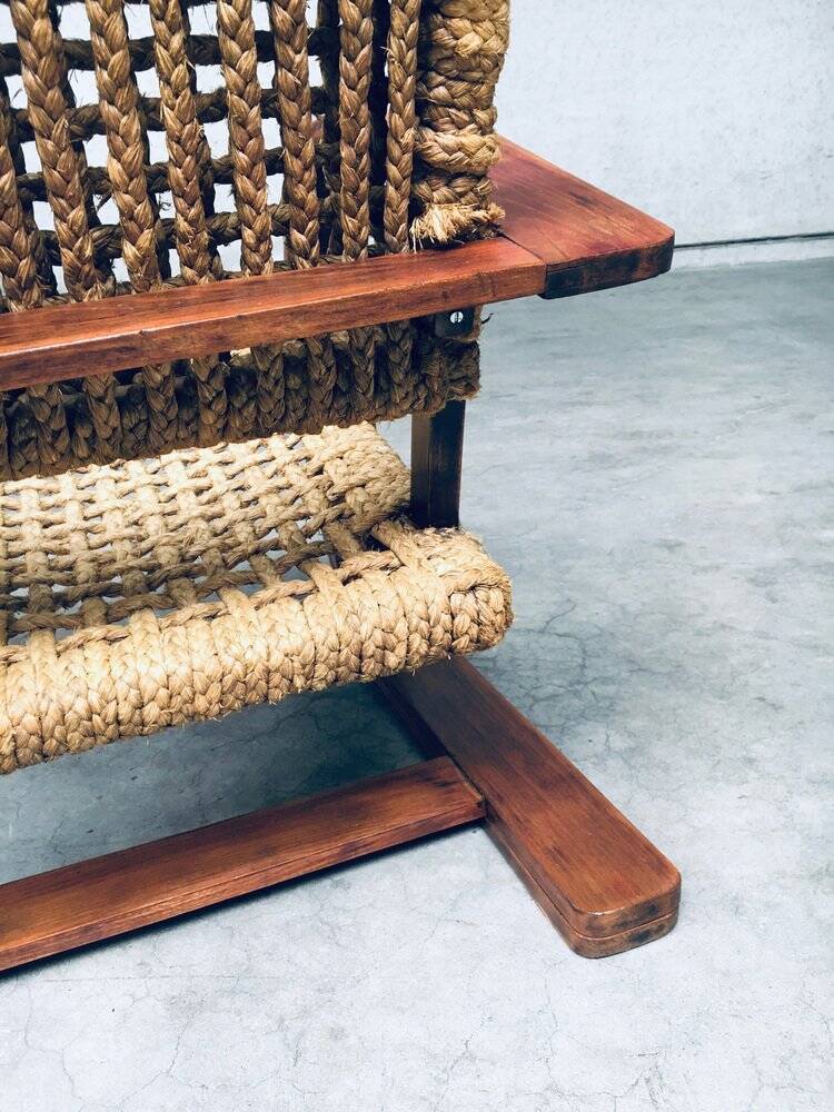 Rope Lounge Chair by Adrien Audoux & Frida Minet for Vibo Vesoul, France, 1940s