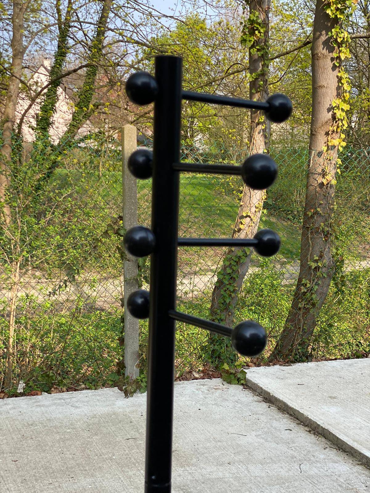 Vintage industrial coat rack in black steel