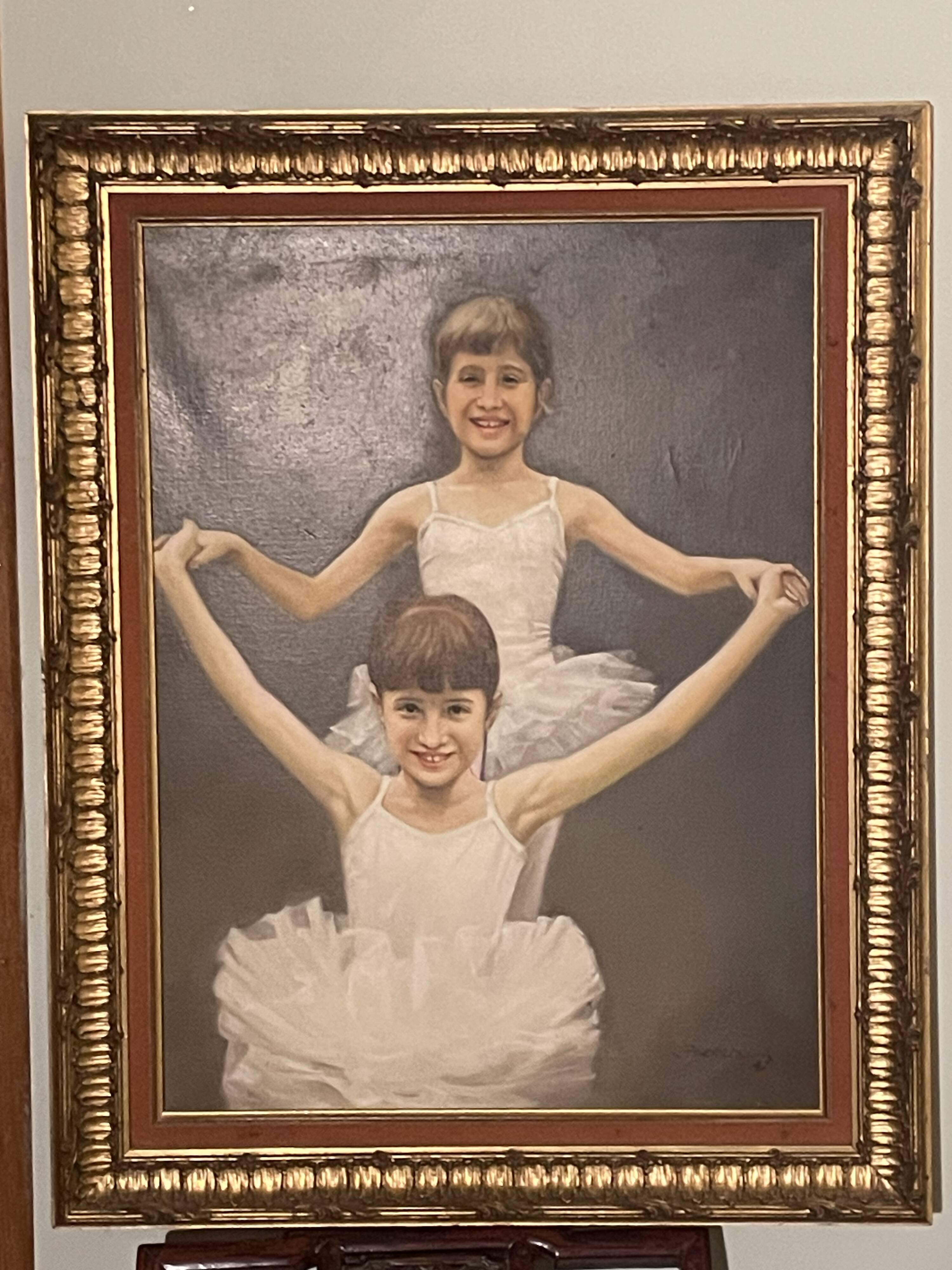 Painting on canvas, airbrush? young dancer in tutu, to be identified