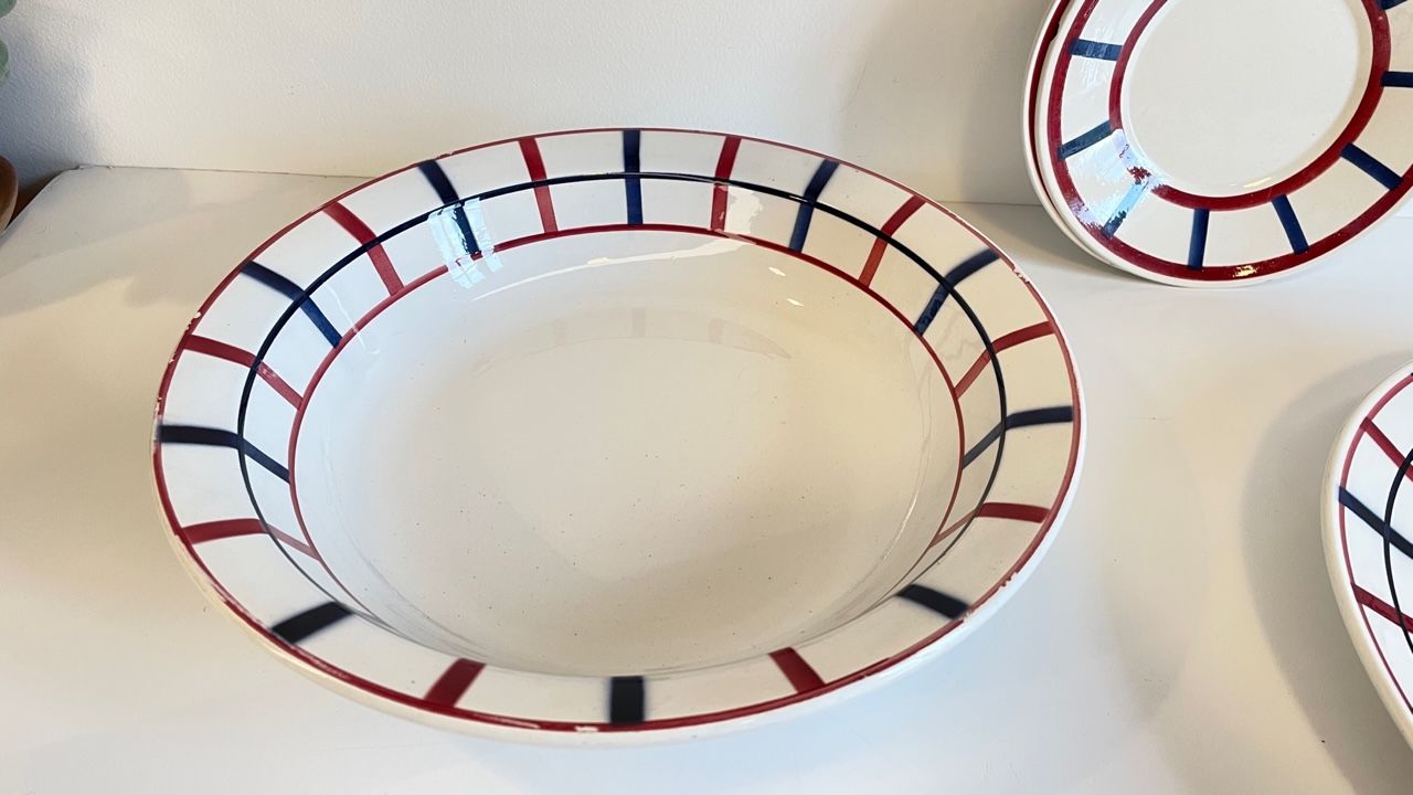 Set of 7 ceramic dishes hbcm béarn france