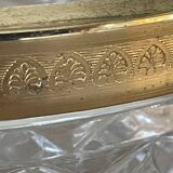 Salad bowl and cups in cut glass and brass