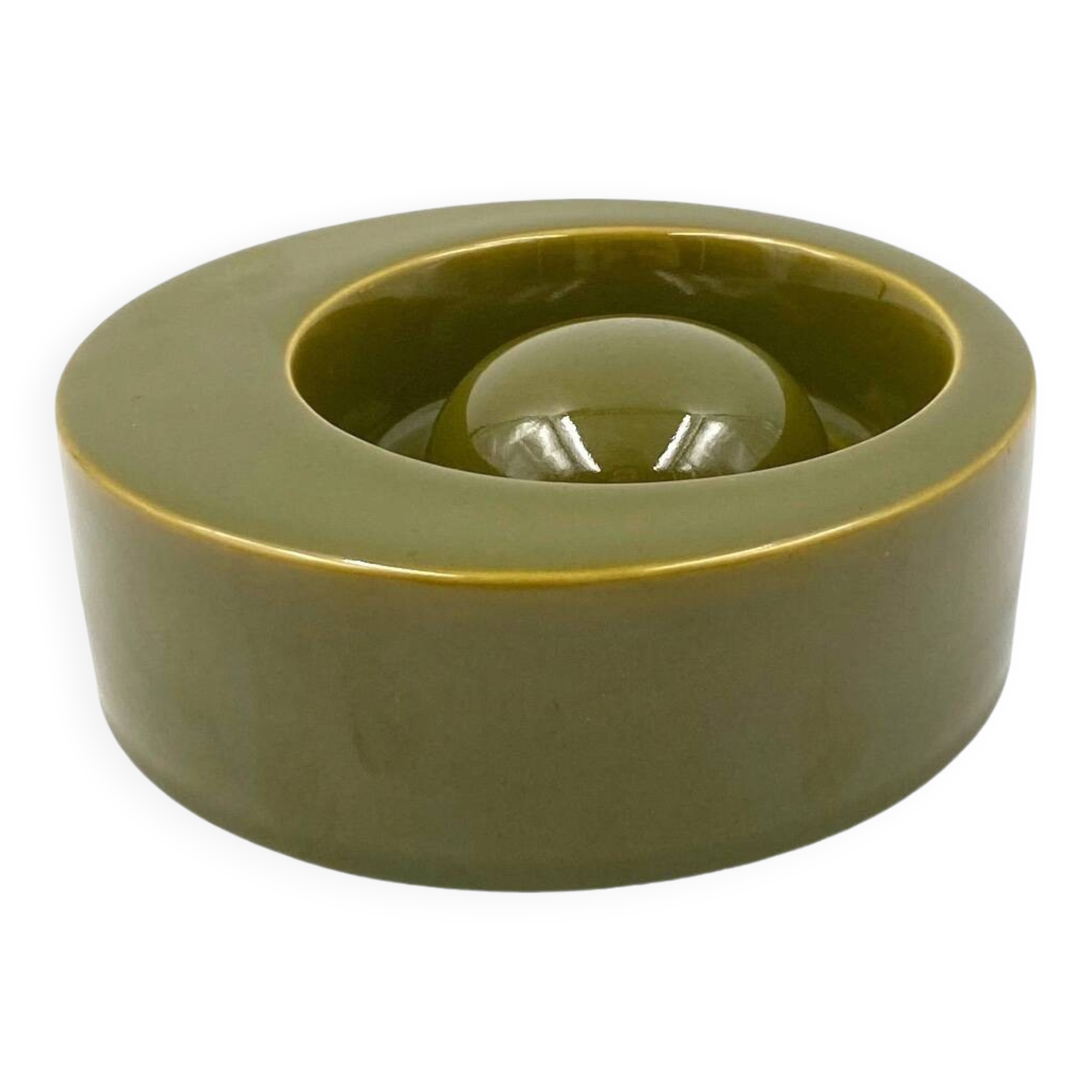 Mid-century green ceramic ashtray, Sicart Italy 1969