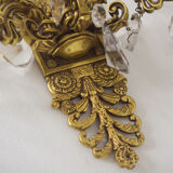 Two bronze and cut glass wall-mounted chandeliers