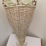 Umbrella holder in metal and wicker decor floral