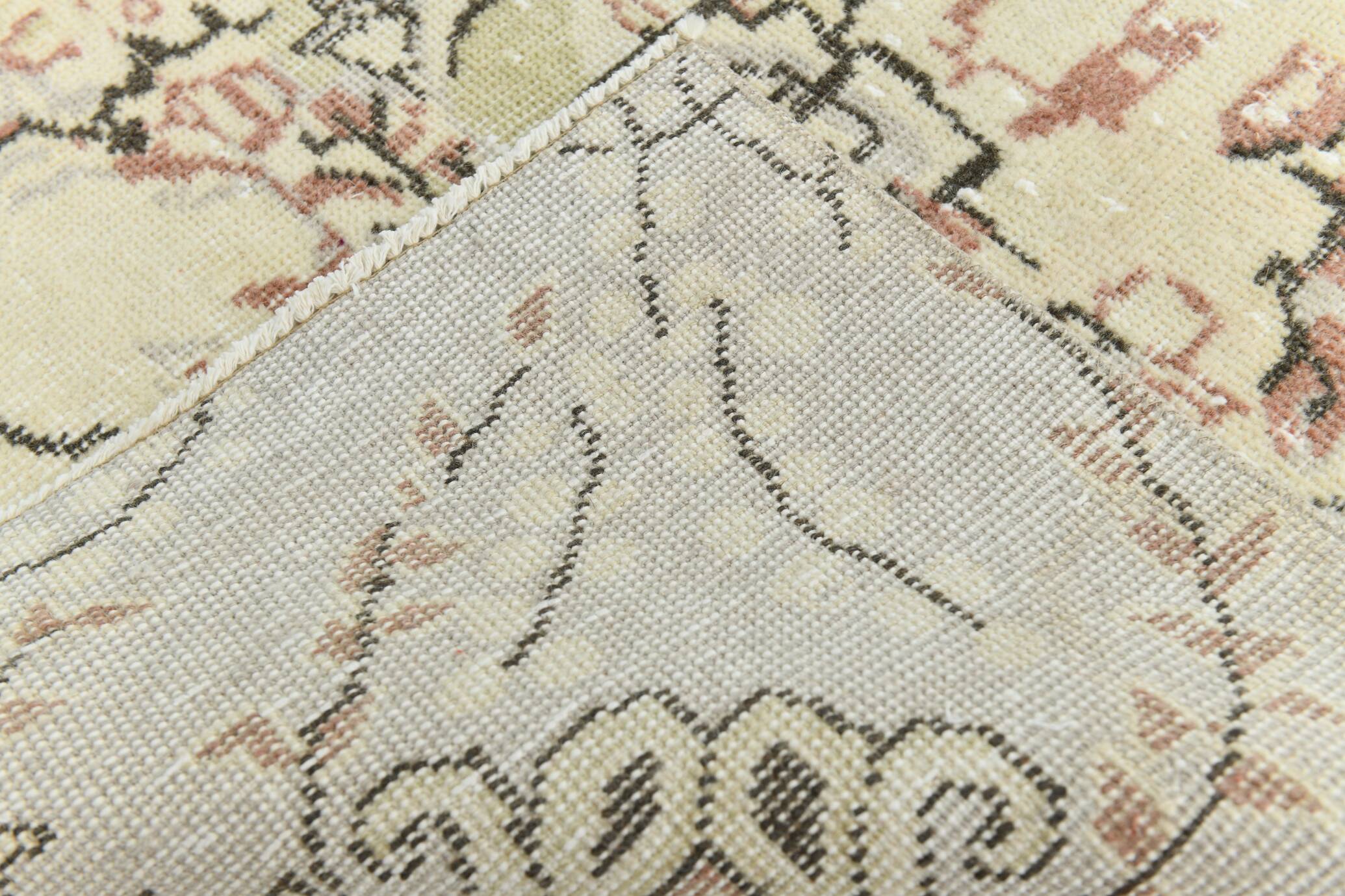 7x10 Beige & Pale Yellow Geometric Pattern Vintage Rug, 203x308 Cm