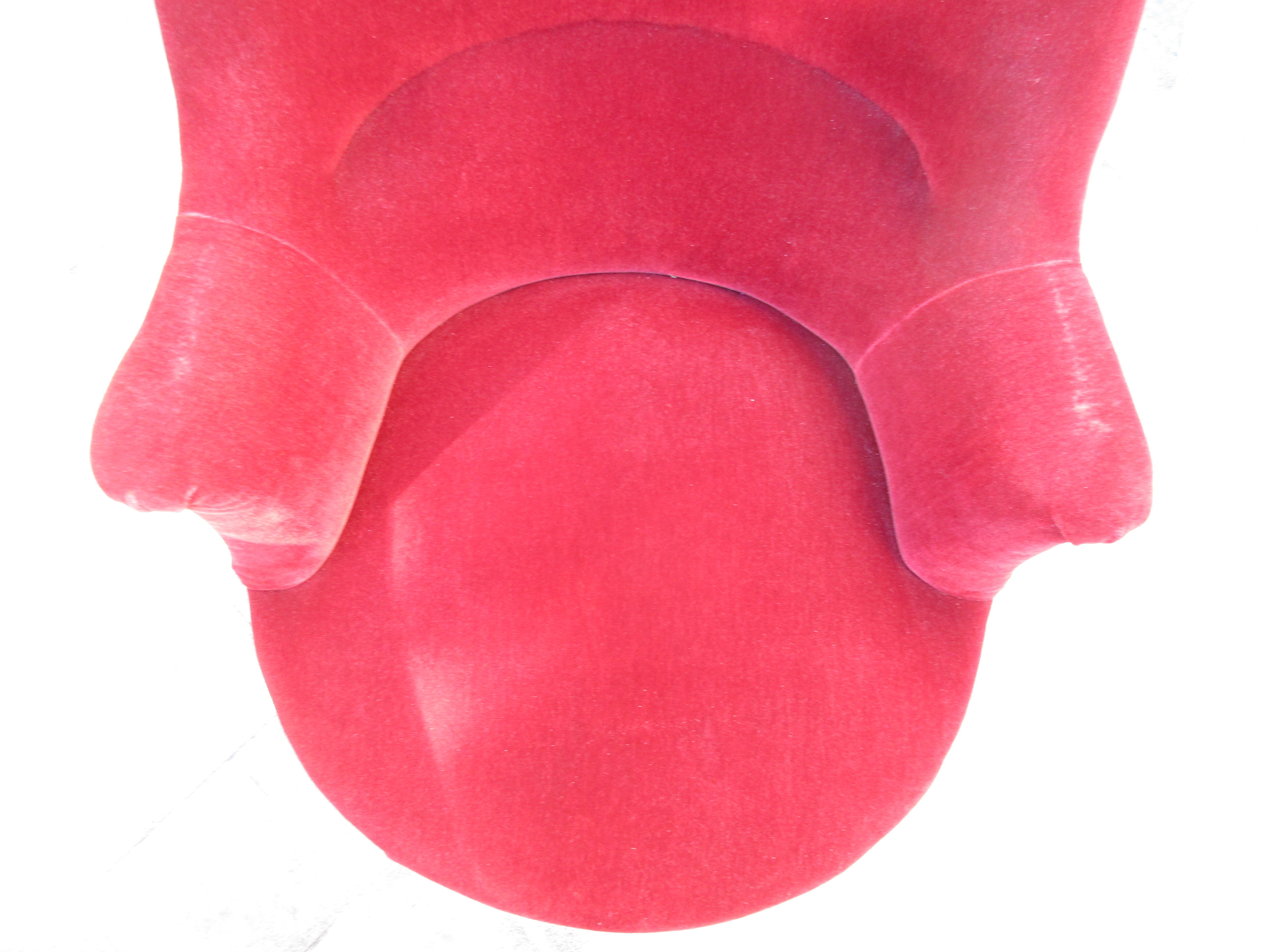 Pair of red velvet toad chairs