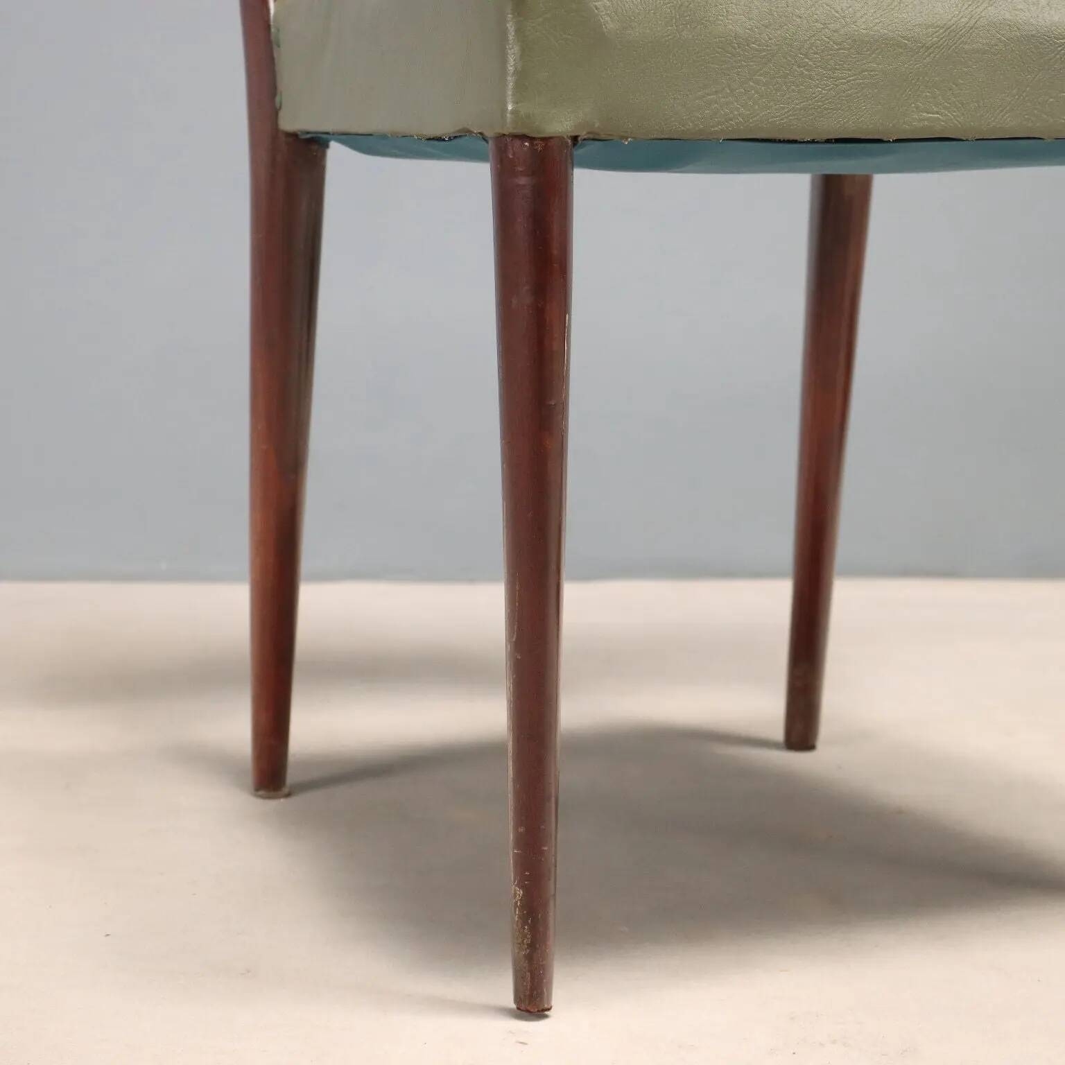 Vintage beech chairs, painted, faux leather, design, Italy, 1960s
