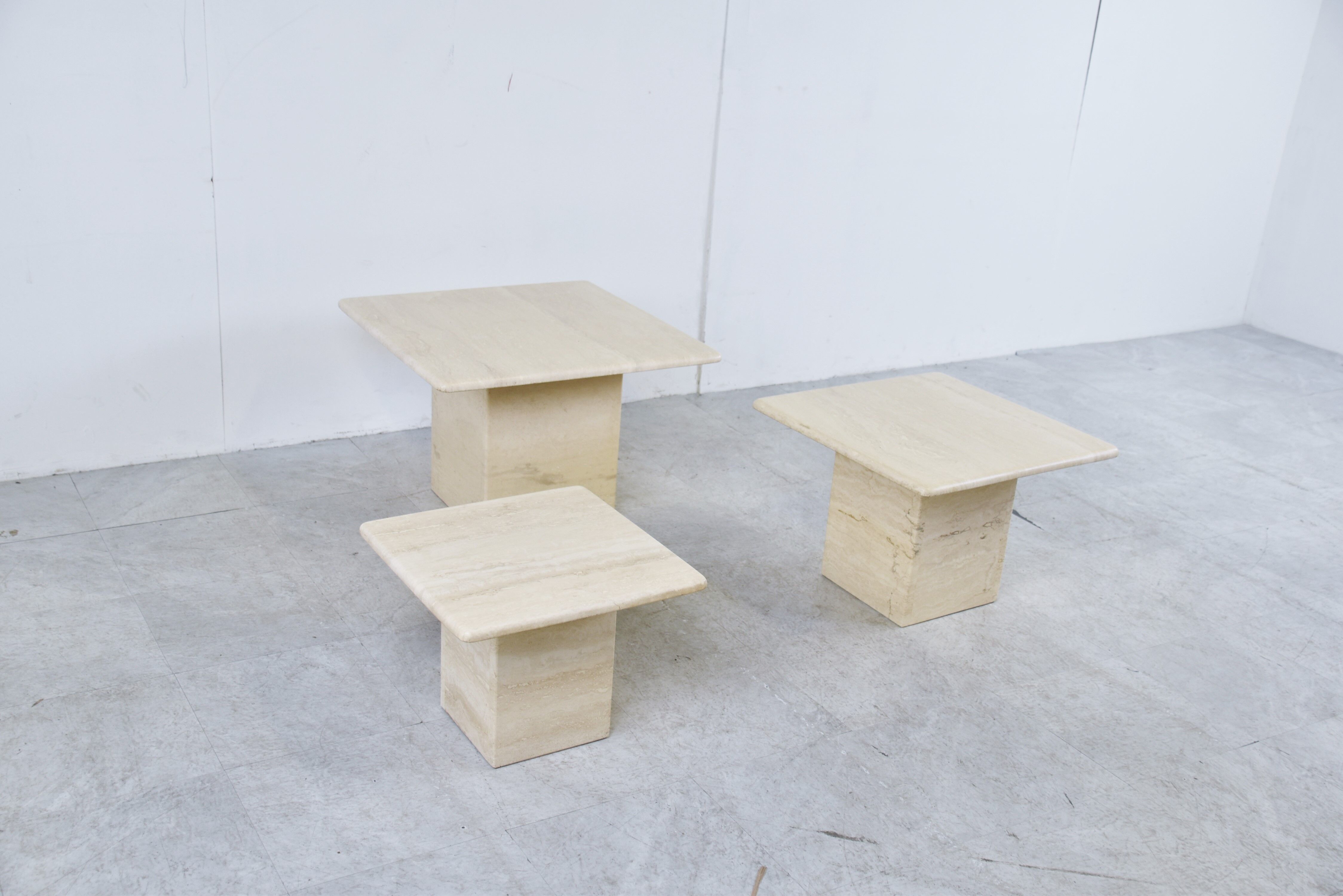 Vintage travertine nesting tables or side tables, 1970s